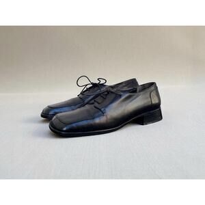 Vintage 90s Bally Leather Lace-Up Loafers | Square Toe Oxfords Size EU 37.5